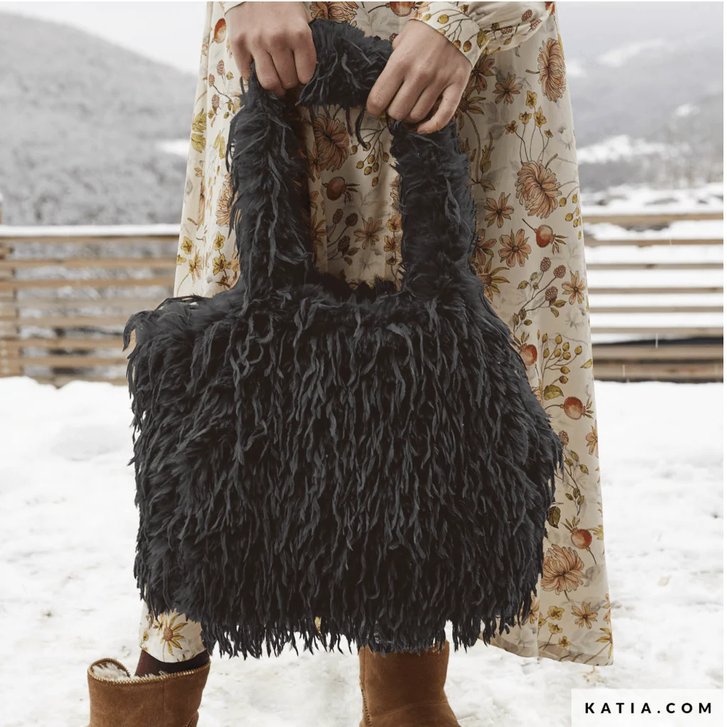 Black Feather Hair Vegan Faux Fur - Katia - Image 2