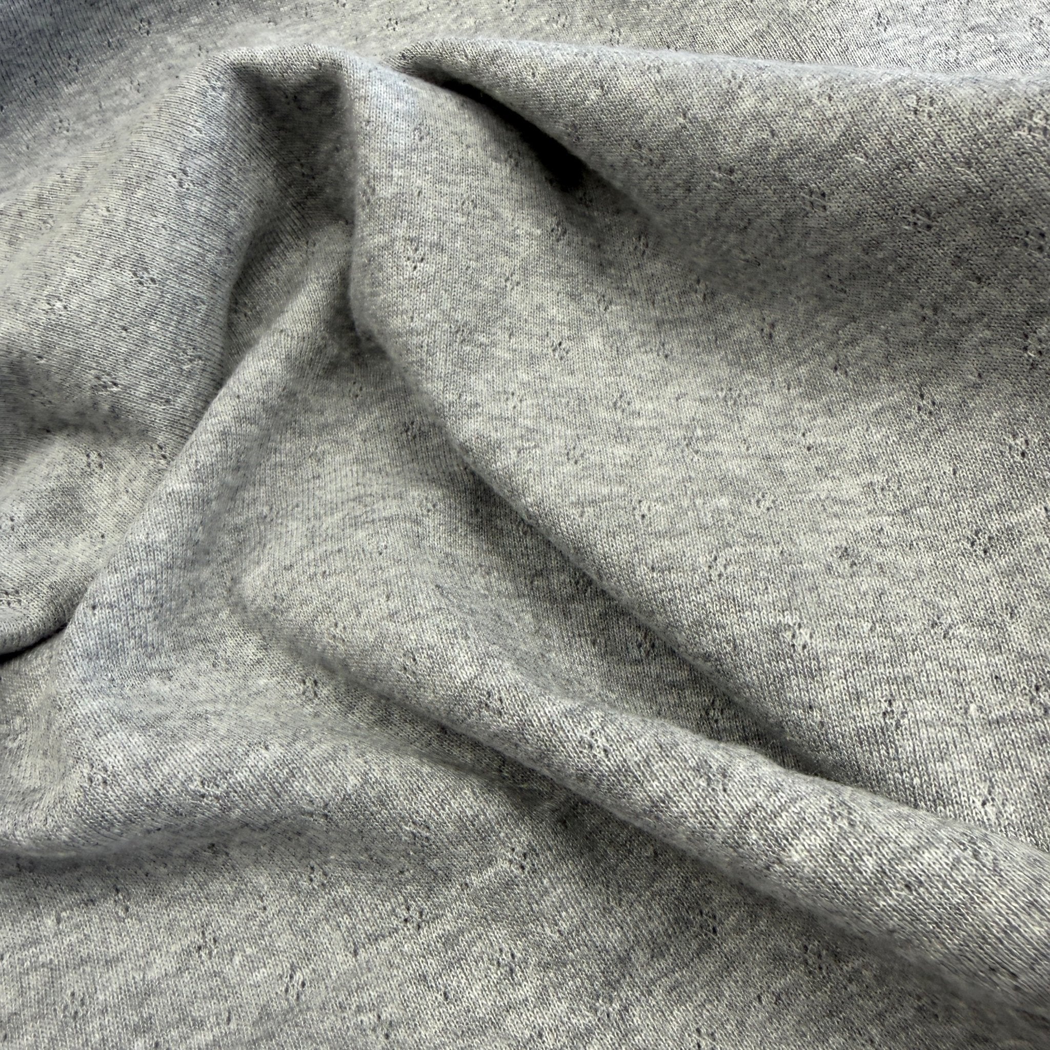 Delicate Diamonds Pointelle Knit Fabric - Organic Cotton - Grey Melange