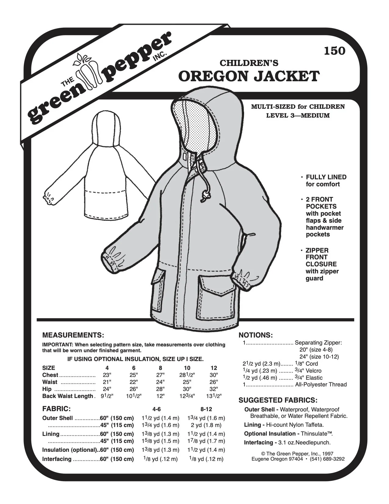 Kid’s Oregon Jacket Pattern - 150 - The Green Pepper Patterns - Image 2