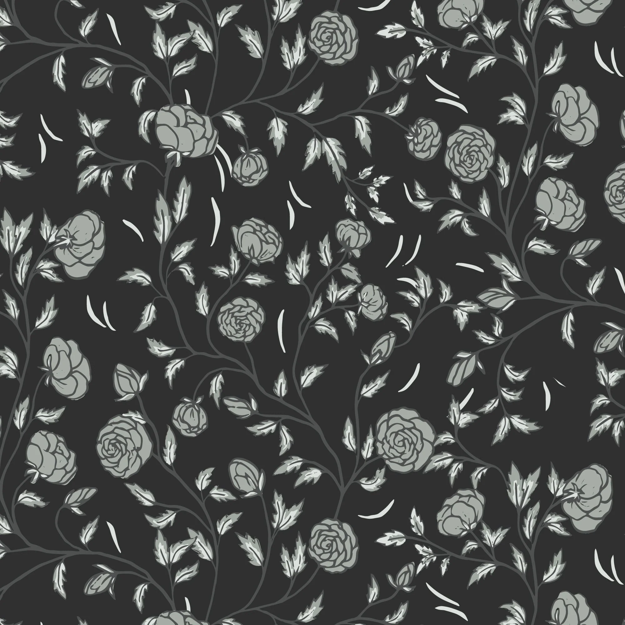 Rose Bramble - Ebony - Twilight Reverie - Lisee Ree Designs - Cloud 9 Fabrics - Poplin - Image 3