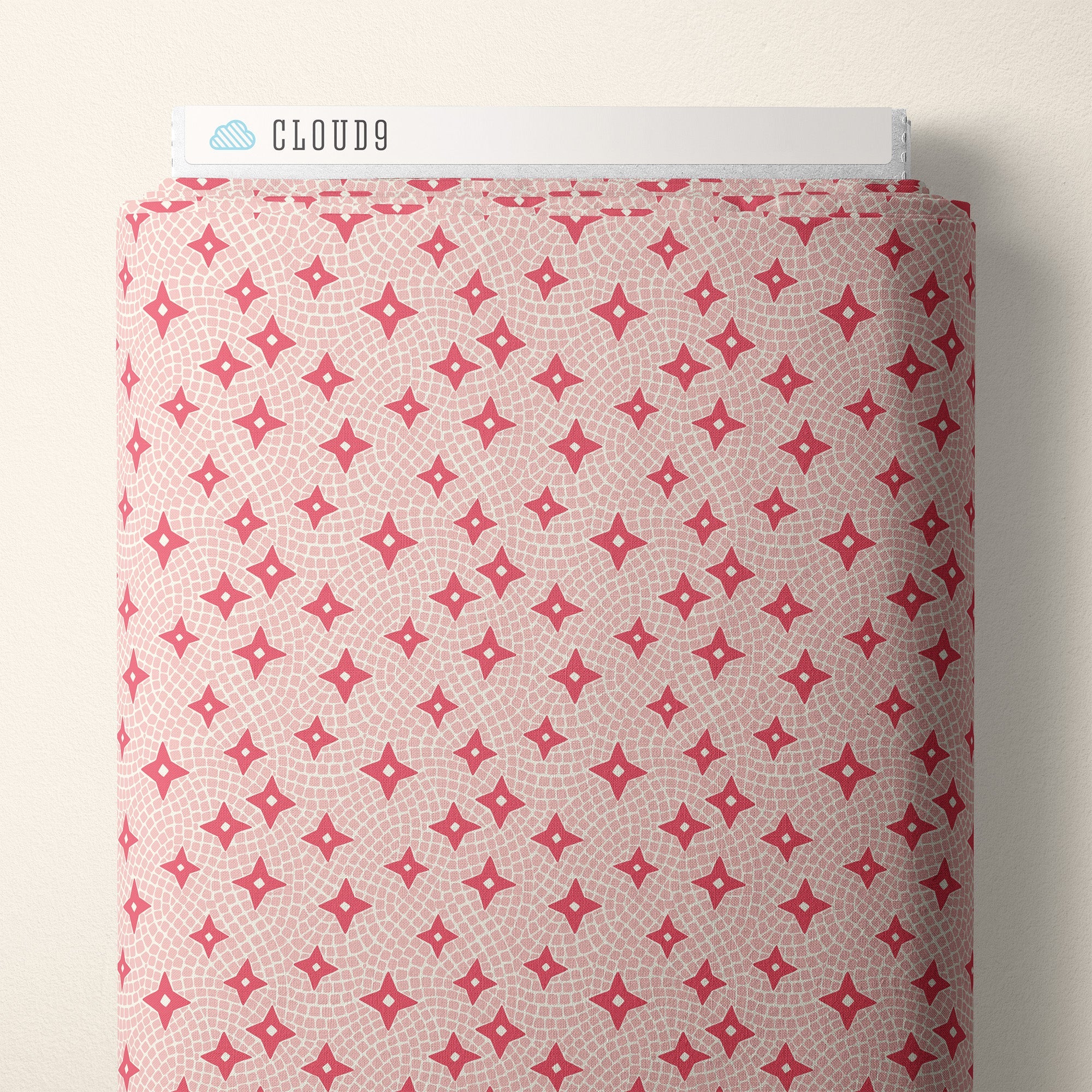 Tiles and Stars - Pink - Bohemian Paradise - Maria Galybina - Cloud 9 Fabrics - Poplin